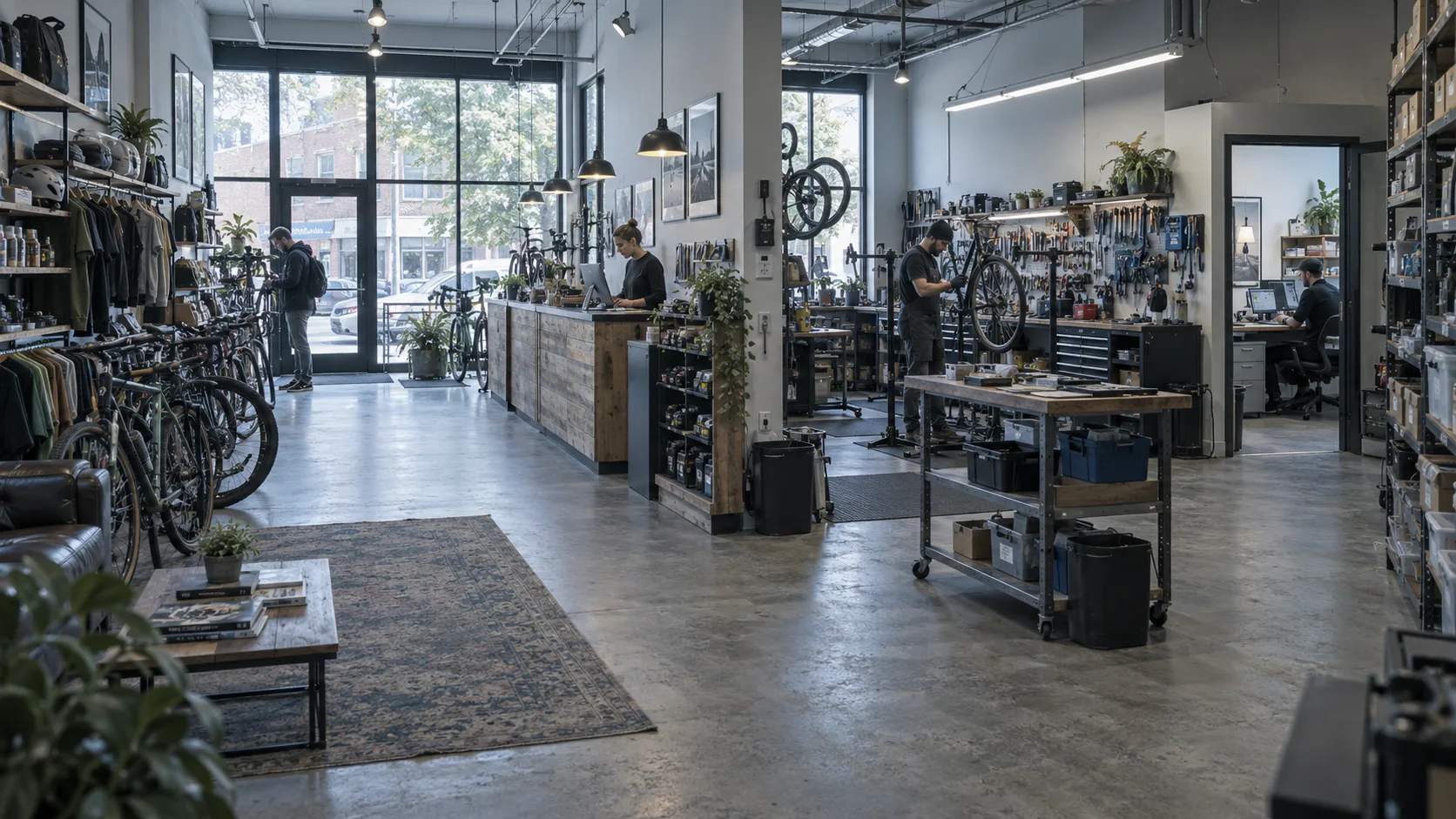 Photo pleine largeur, vue large de l'entreprise entière
